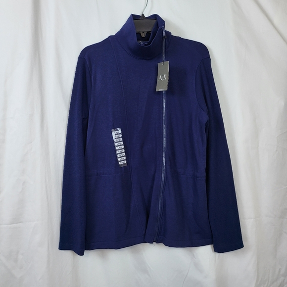 Armani Exchange Men's Navy Moto‎ Style Double Front Zip Jacket Large New Vintage